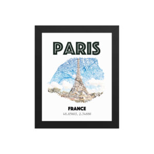 Paris France - The city of love - Color with Eiffel Tower - thick frame from renewable forests